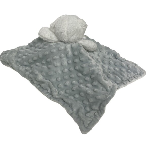 Lovey Blanket Bear Blue White Minky Dot Popcorn Security Blankets & Beyond Toy - Picture 5 of 11